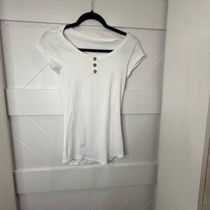 MICHAEL Michael Kors White Button Detail Tee